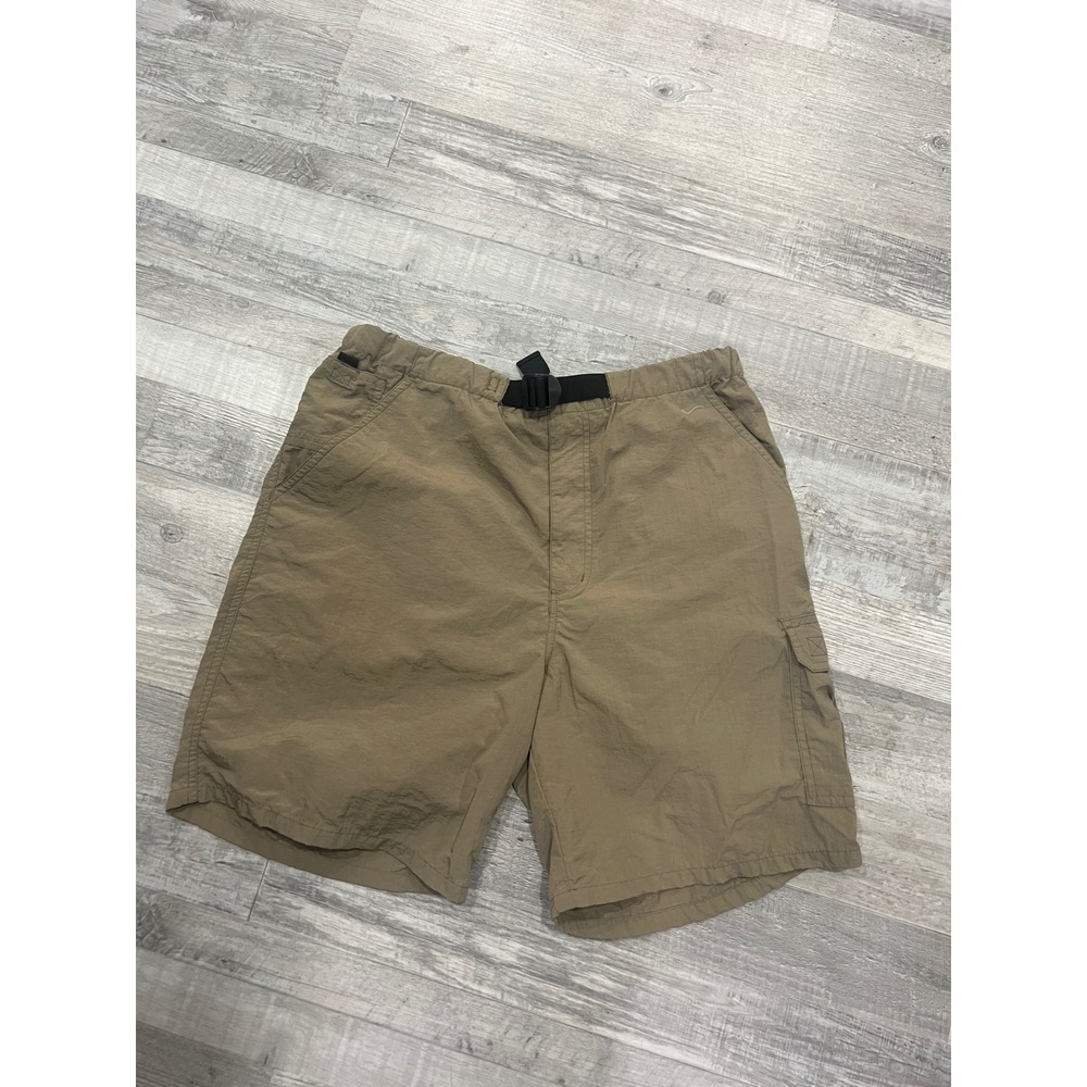 Van Heusen Mens Nylon Cargo Shorts Khaki Tan Hiking Outdoor Belted Size Small